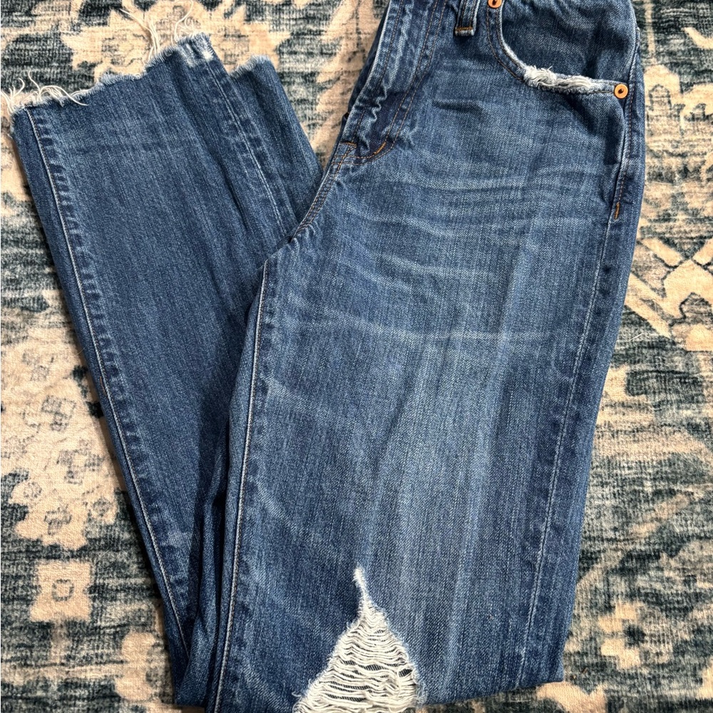 Women's Blue Distressed Jeans